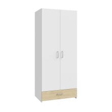 Kleiderschrank >ECONOBOX< in Weiss / Puccini Eiche  - 79,7x190,5x54,4cm (BxHxT)