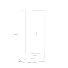 Kleiderschrank >ECONOBOX< in Weiss / Puccini Eiche  - 79,7x190,5x54,4cm (BxHxT)
