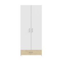 Kleiderschrank >ECONOBOX< in Weiss / Puccini Eiche  - 79,7x190,5x54,4cm (BxHxT)