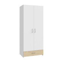 Kleiderschrank >ECONOBOX< in Weiss / Puccini Eiche  - 79,7x190,5x54,4cm (BxHxT)