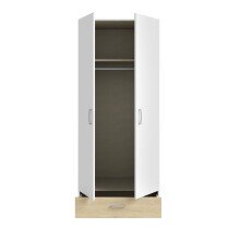 Kleiderschrank >ECONOBOX< in Weiss / Puccini Eiche  - 79,7x190,5x54,4cm (BxHxT)