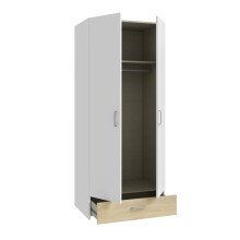 Kleiderschrank >ECONOBOX< in Weiss / Puccini Eiche  - 79,7x190,5x54,4cm (BxHxT)