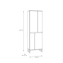 Drehtürenschrank >QUAYLE< in Mauvella Eiche, Schwarz - 65,1x201,7x34,1cm (BxHxT)