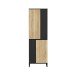 Drehtürenschrank >QUAYLE< in Mauvella Eiche, Schwarz - 65,1x201,7x34,1cm (BxHxT)
