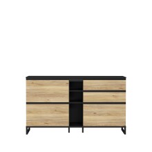 Schuhkommode >QUAYLE< in Mauvella Eiche,. Schwarz - 174,8x99,3x34,1cm (BxHxT)