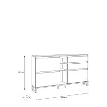 Schuhkommode >QUAYLE< in Mauvella Eiche,. Schwarz - 174,8x99,3x34,1cm (BxHxT)