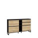 Schuhkommode >QUAYLE< in Mauvella Eiche,. Schwarz - 174,8x99,3x34,1cm (BxHxT)