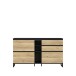 Schuhkommode >QUAYLE< in Mauvella Eiche,. Schwarz - 174,8x99,3x34,1cm (BxHxT)