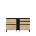 Schuhkommode >QUAYLE< in Mauvella Eiche,. Schwarz - 174,8x99,3x34,1cm (BxHxT)