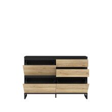 Schuhkommode >QUAYLE< in Mauvella Eiche, Schwarz   - 150,1x99,3x34,1cm (BxHxT)