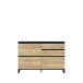 Schuhkommode >QUAYLE< in Mauvella Eiche, Schwarz   - 150,1x99,3x34,1cm (BxHxT)