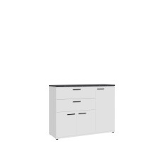 Kombikommode >SALTWATER< in Weiss / VENICE Marmor / Weiss Glanz