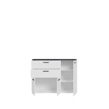 Kombikommode >SALTWATER< in Weiss / VENICE Marmor / Weiss Glanz