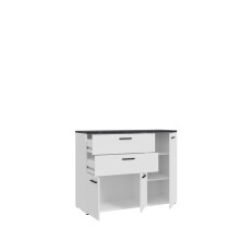 Kombikommode >SALTWATER< in Weiss / VENICE Marmor / Weiss Glanz