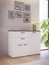 Kombikommode >SALTWATER< in Weiss / VENICE Marmor /...
