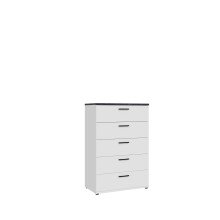 Schubkastenkommode >SALTWATER< in Weiss / VENICE Marmor / Weiss Glanz