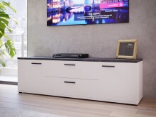 TV-Board >SALTWATER< in Weiss / VENICE Marmor /...
