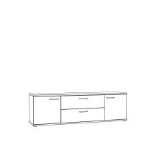 TV-Board >SALTWATER< in Weiss / VENICE Marmor / Weiss Glanz