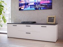 TV-Board >SALTWATER< in Weiss / VENICE Marmor /...