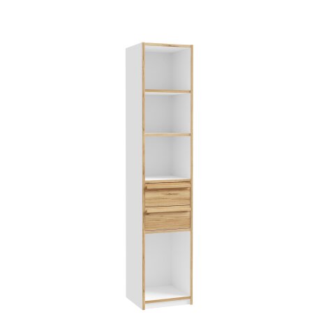 Standregal >SMARTROOM< in Weiss / Catania Eiche  - 44,4x215x42cm (BxHxT)