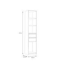 Standregal >SMARTROOM< in Weiss / Catania Eiche  - 44,4x215x42cm (BxHxT)