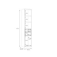 Standregal >SMARTROOM< in Weiss / Catania Eiche  - 44,4x215x42cm (BxHxT)