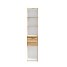 Standregal >SMARTROOM< in Weiss / Catania Eiche  - 44,4x215x42cm (BxHxT)