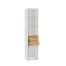 Standregal >SMARTROOM< in Weiss / Catania Eiche  - 44,4x215x42cm (BxHxT)