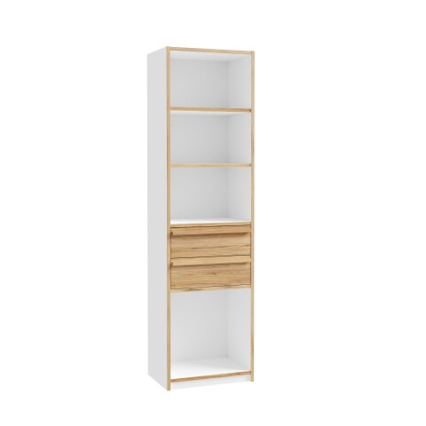 Standregal >SMARTROOM< in Weiss / Catania Eiche  - 59,4x215x42cm (BxHxT)