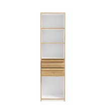 Standregal >SMARTROOM< in Weiss / Catania Eiche  - 59,4x215x42cm (BxHxT)