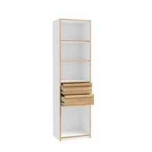 Standregal >SMARTROOM< in Weiss / Catania Eiche  - 59,4x215x42cm (BxHxT)