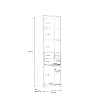 Standregal >SMARTROOM< in Weiss / Catania Eiche  - 59,4x215x42cm (BxHxT)