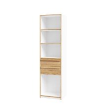 Standregal >SMARTROOM< in Weiss / Catania Eiche  - 59,4x215x42cm (BxHxT)