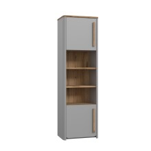 Standregal >SURFINIO< in Grau / Catania Eiche  - 58,6x194,3x41,3cm (BxHxT)