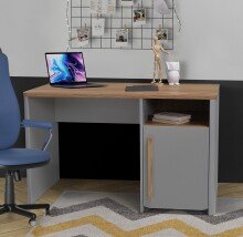 Schreibtisch >SURFINIO< in Grau / Catania Eiche  - 120x73,5x58,7cm (BxHxT)