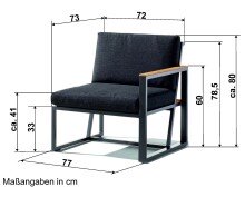 Gartenlounge-Endteil >Havanna< in Grau,...