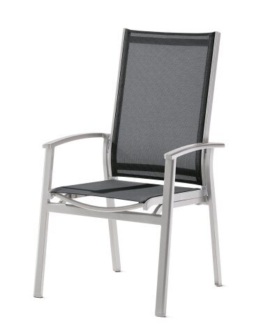 Gartensessel >Lima< in Silbergrau, Kunstfasergewebe - 63x110x64cm (BxHxT)