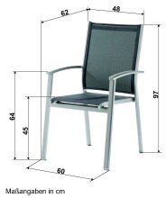 Gartenstuhl >Lima< in Hellgrau, Kunstfasergewebe - 60x97x62cm (BxHxT)