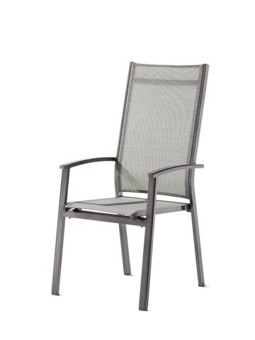 Gartenstuhl >Lima< in Eisengrau, Kunstfasergewebe - 65,5x108,5x63cm (BxHxT)
