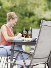 Gartenstuhl >Sirio< in Hellgrau, Kunstfasergewebe - 61x108x73cm (BxHxT)