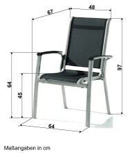 Gartenstuhl >Calvi< in Silbergrau, Kunstfasergewebe - 67x97x64cm (BxHxT)
