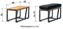Gartenbank >Havanna< in Grau, Olefin,Polypropylen - 69x43x32cm (BxHxT)