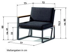 Gartenlounge-Endteil >Havanna< in Grau,...