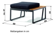 Gartenlounge-Eckteil >Havanna< in Grau, Olefin,Polypropylen - 69x43x69cm (BxHxT)