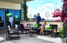 Gartenlounge-Eckteil >Havanna< in Grau, Olefin,Polypropylen - 69x43x69cm (BxHxT)
