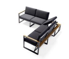 Gartenlounge-Eckteil >Havanna< in Grau, Olefin,Polypropylen - 69x43x69cm (BxHxT)