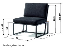 Gartenlounge-Mittelteil >Havanna< in Grau -...