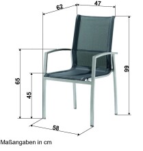 Stapelstuhl >Tonga< in Hellgrau, Kunstfasergewebe - 58x99x62cm (BxHxT)
