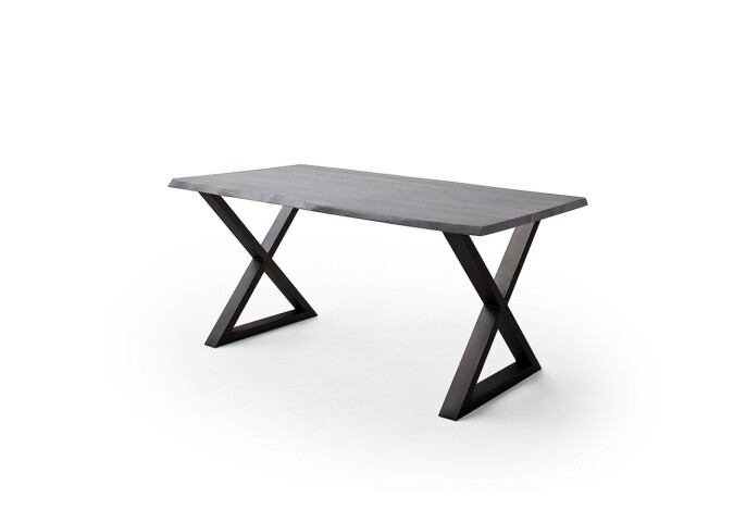 Baumkantentisch >Calabria< in Akazie grau  / anthrazit - 180x77,5x100 (BxHxT)