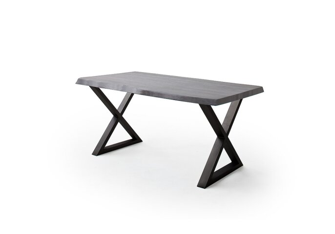 Baumkantentisch >Calabria< in Akazie grau  / anthrazit - 220x79,5x100 (BxHxT)